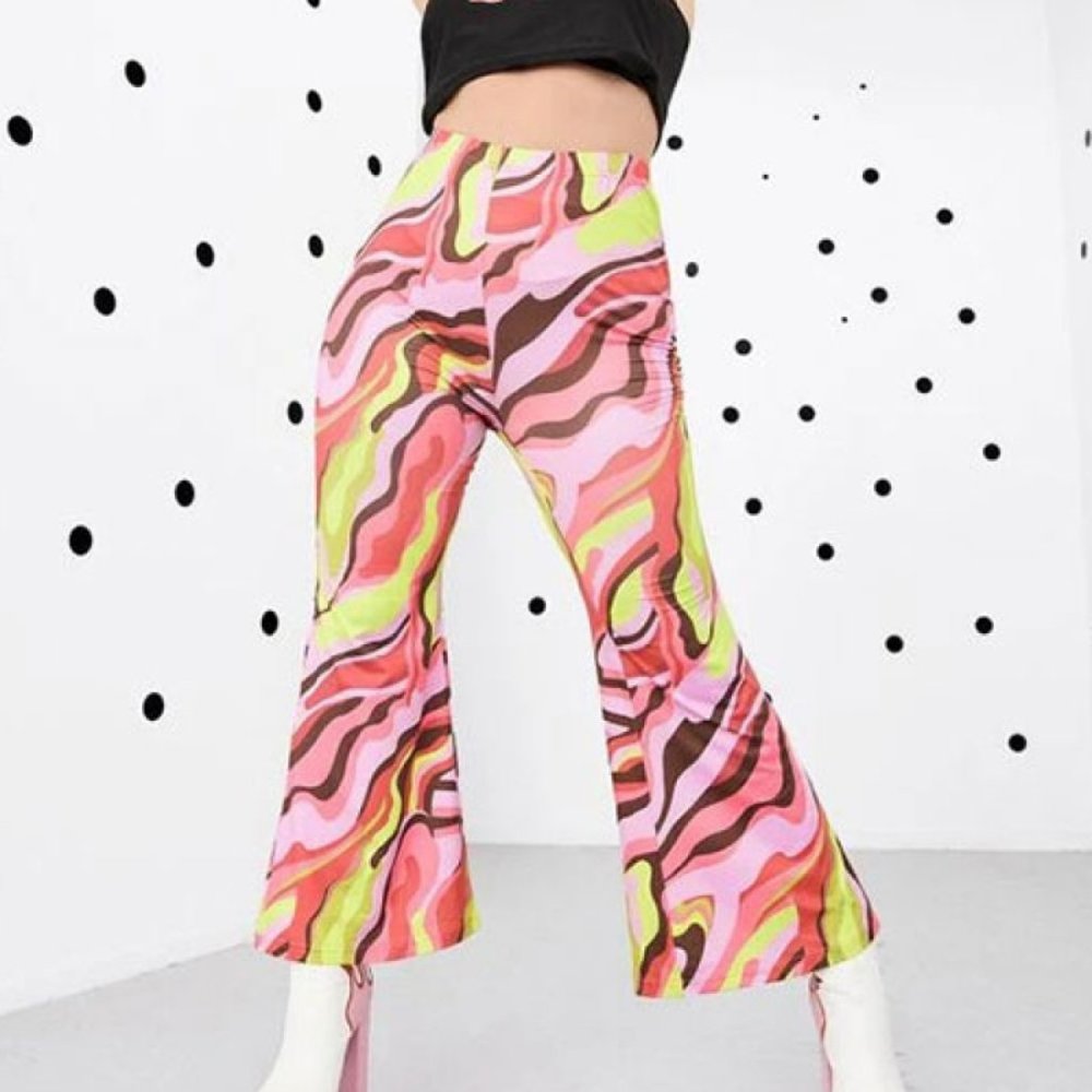 Plus Size Multicolor Flare Leg Pants